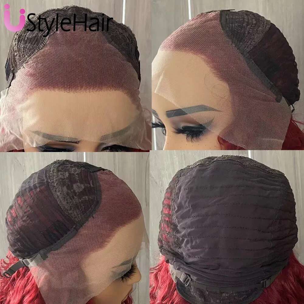 Ustylehair Ombre Grey Lace Front Synthetic Hair Natural Haire Short Wave Wigs For Women Daily Use Cosplay Party Wig