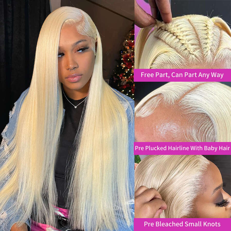 30 36Inch Bone Striaght 613 Blonde Wigs 13x6 Human Hair HD Frontal Brazilian Remy 13x4 Colored Lace Front Wig 250%