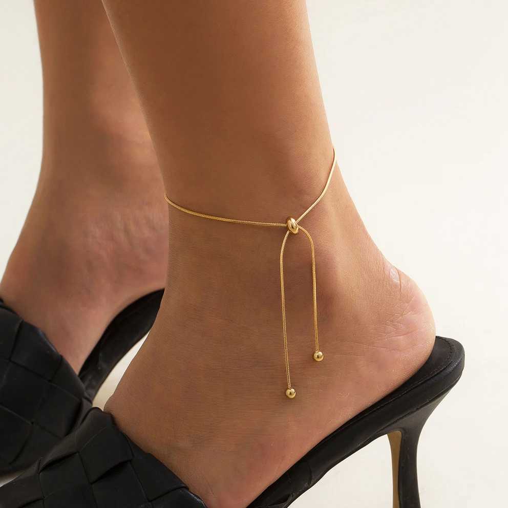 Ingemark Adjustable Chain Anklet Bracelet for Women Vintage Fashion Simple Thin Chain Anklet Female Foot Beach Jewelry 2022 Gift Y240920