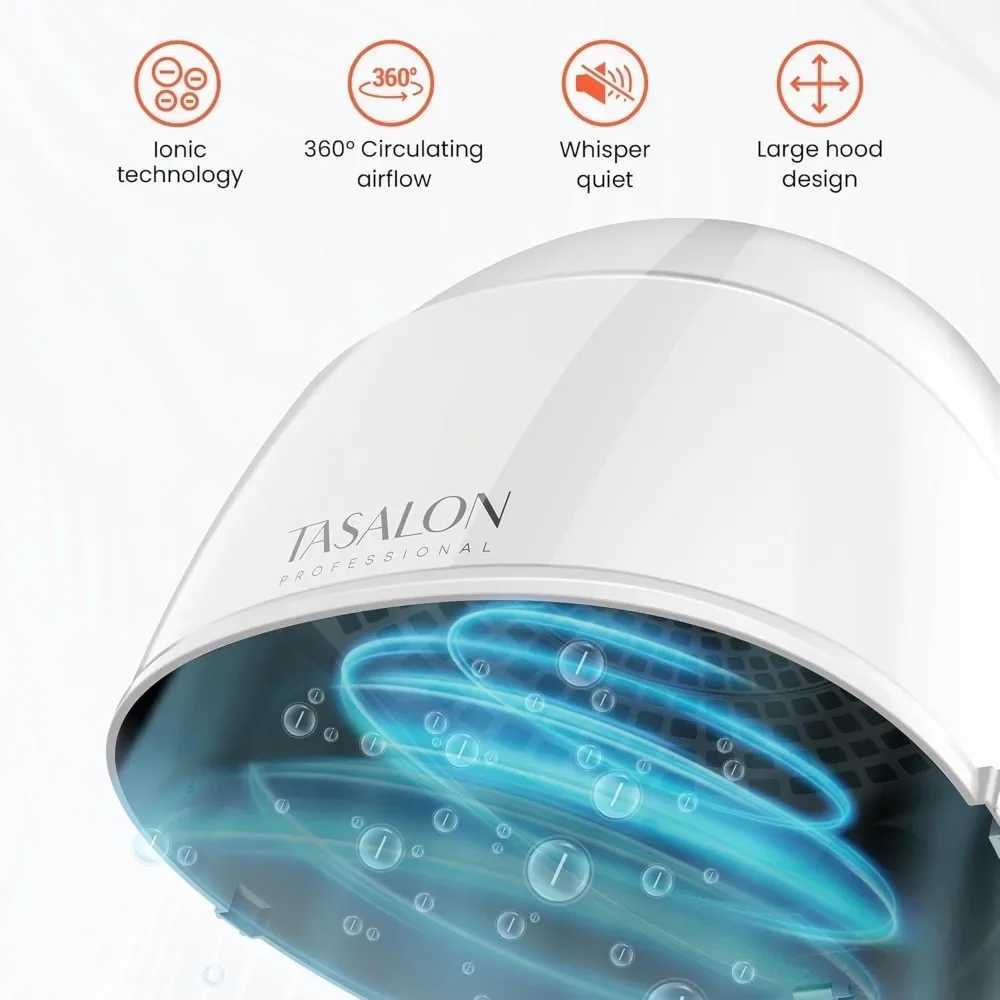 Electric Ionic Hooded 1875W Bonnet 3 Heating Settings Sit Under Hair Dryer for Home and Salon Height Adjustable