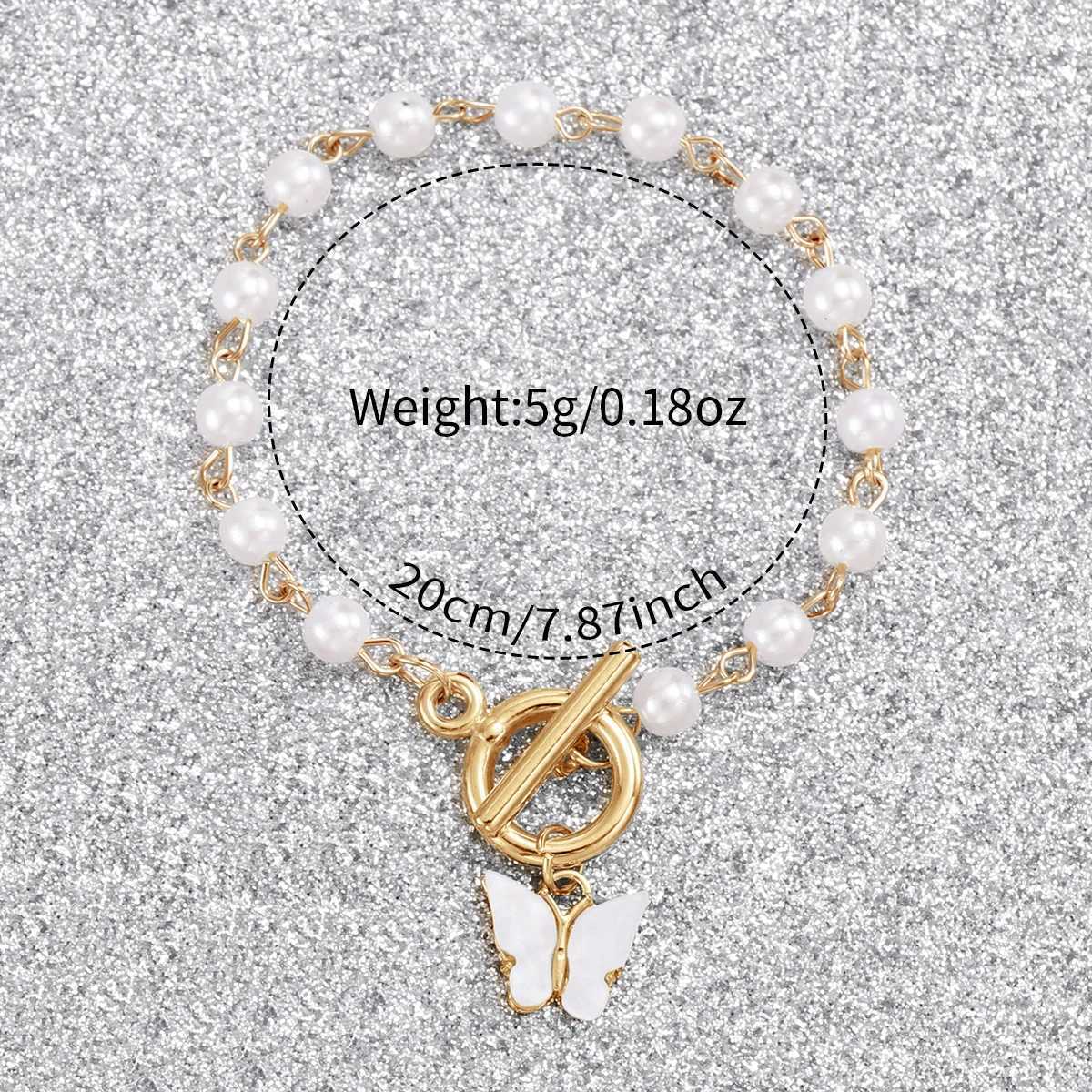 2PCS/Set Fashion Arabic Dial Women Watches Casual Leather Band Quartz Watch Pearls Butterfly Bracelet SetX240920
