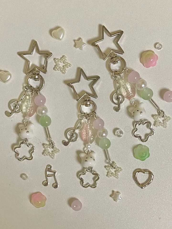 soft aesthetic y2k pink green mint white dango keychainX240919