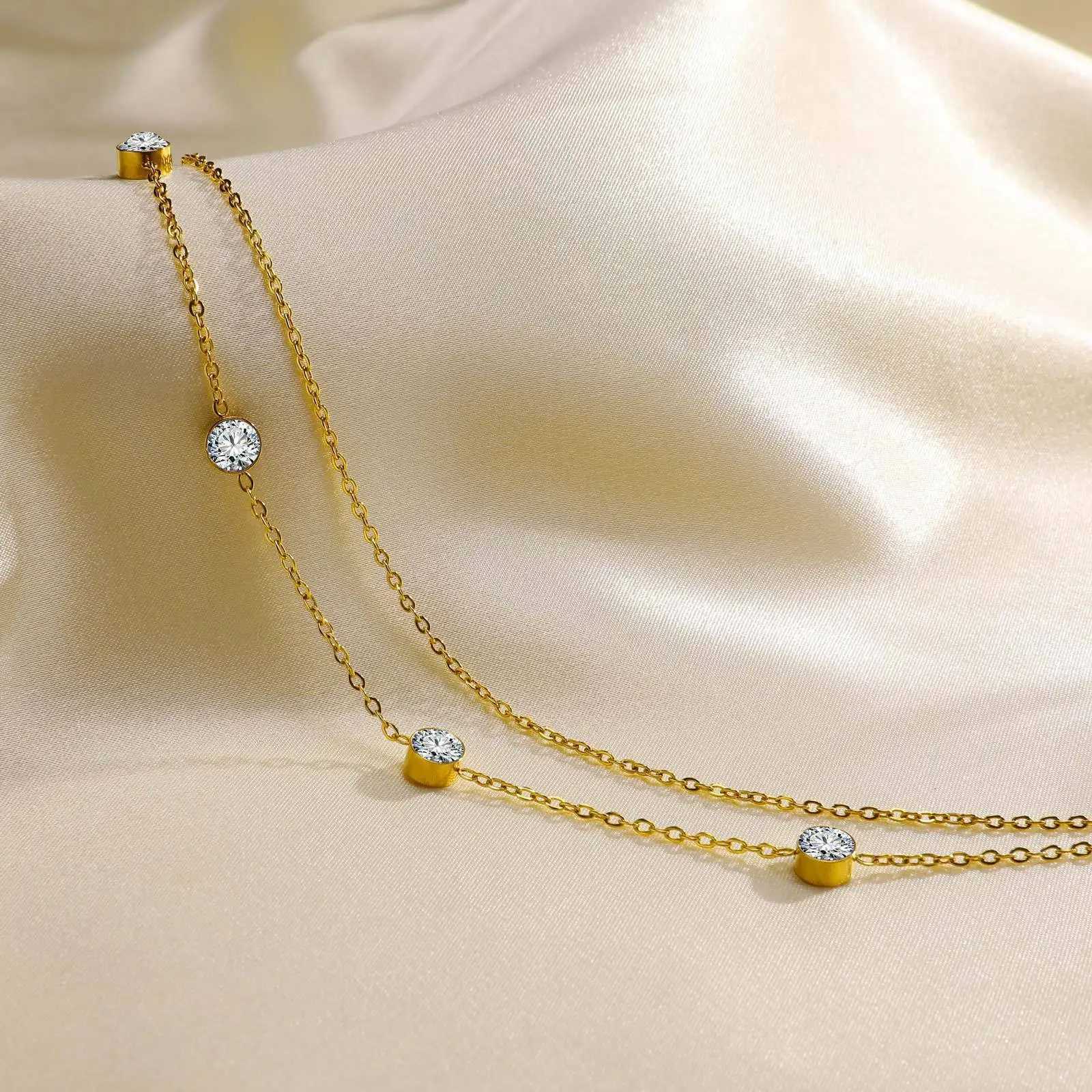 Funky Stainless Steel Bilayer Anklets Women Jewelry 18k Gold Plated Heart Anklets Banquet Party Ornaments Y240920