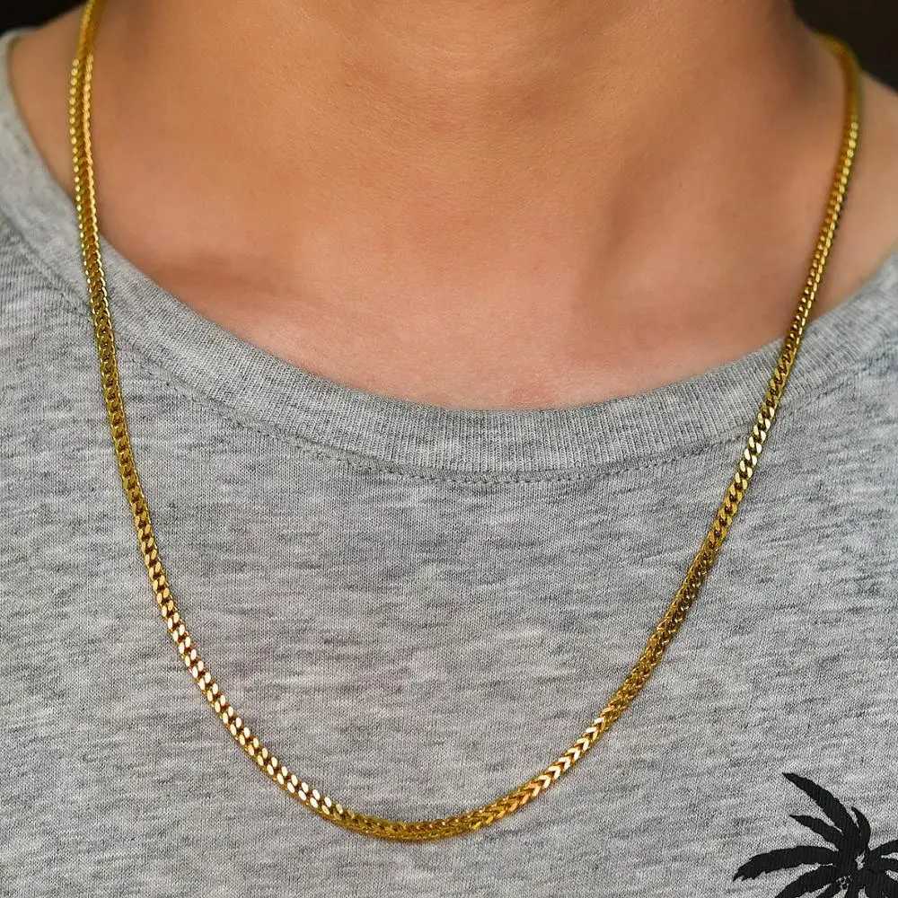 Gold/Silver Color Men Braided Necklace Chain Stainless Steel for Women Ladies Choker High Quality Jewelry Accessory GiftX240919