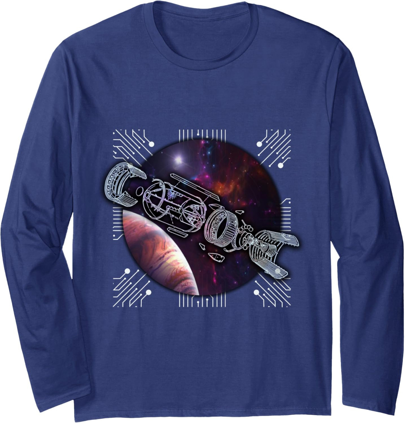 Long Sleeve Shirts for Men sweatshirt Huge Galaxy Spaceship separated in flying ship parts Long Sleeve Tee Streetwear Casual tops clothes