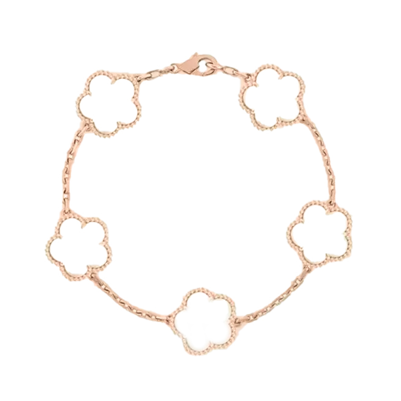 925 Silver Clover Five Flower 15mm Medium Chain High Quality Bracelet Luxury Jewelry Z260313