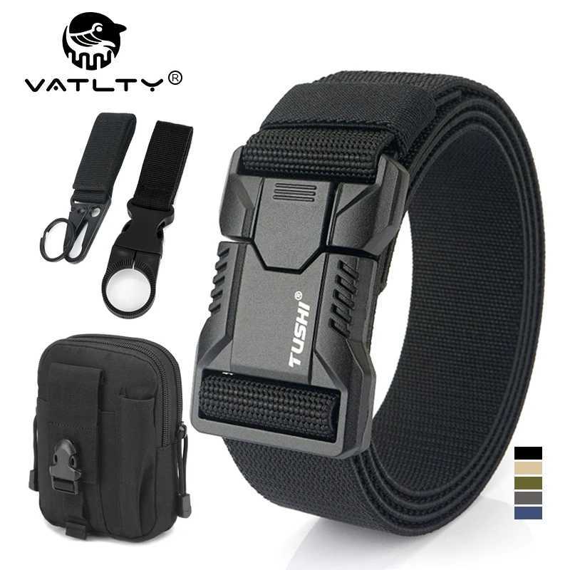 VATLTY new tactical outdoor belt suitable for mens and womens aluminum alloy buckles quick release elastic band casual band jeans waist belt W240920