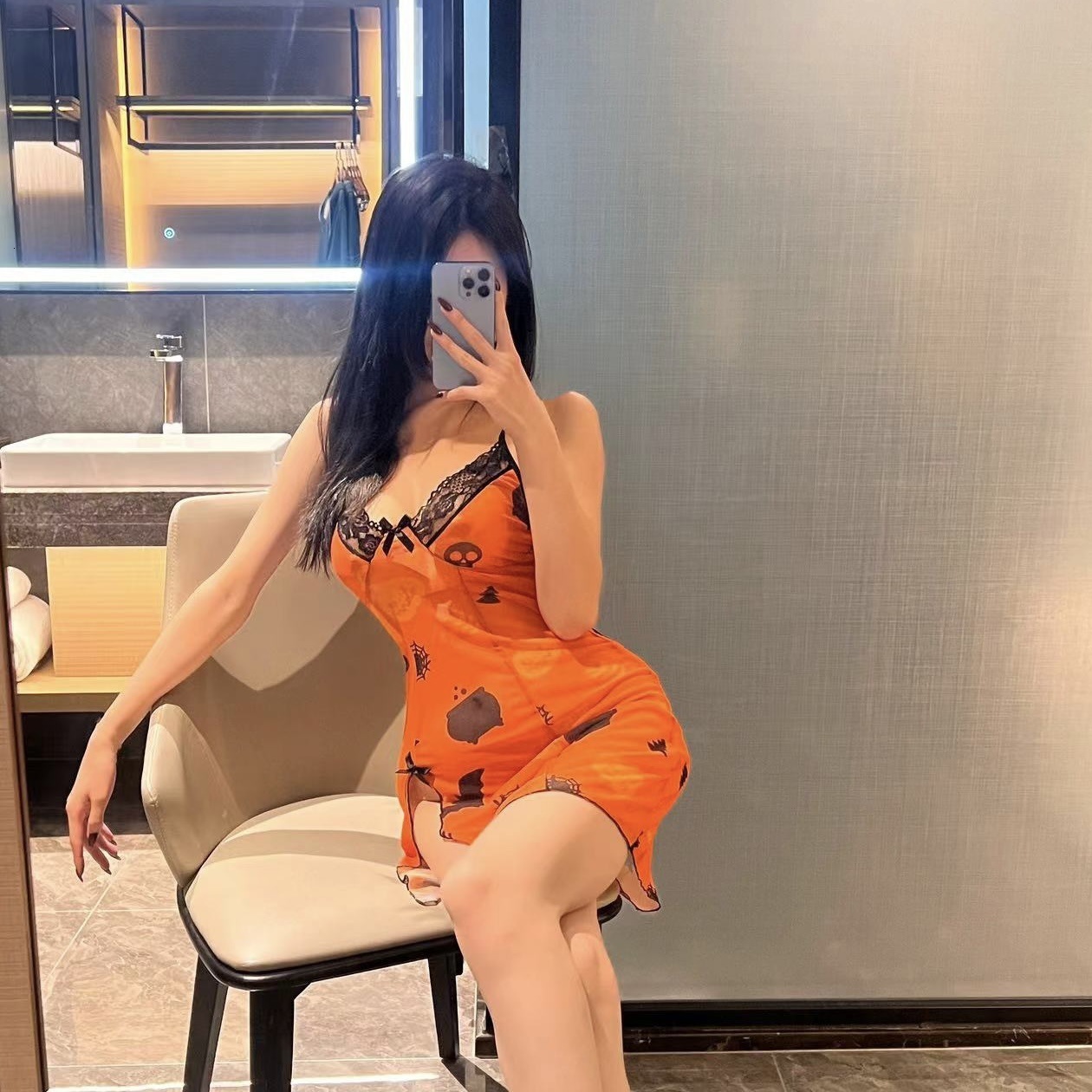 2024 Sexy lingerie with new printed Halloween suspender dress, sleeping skirt, sexy pajamas