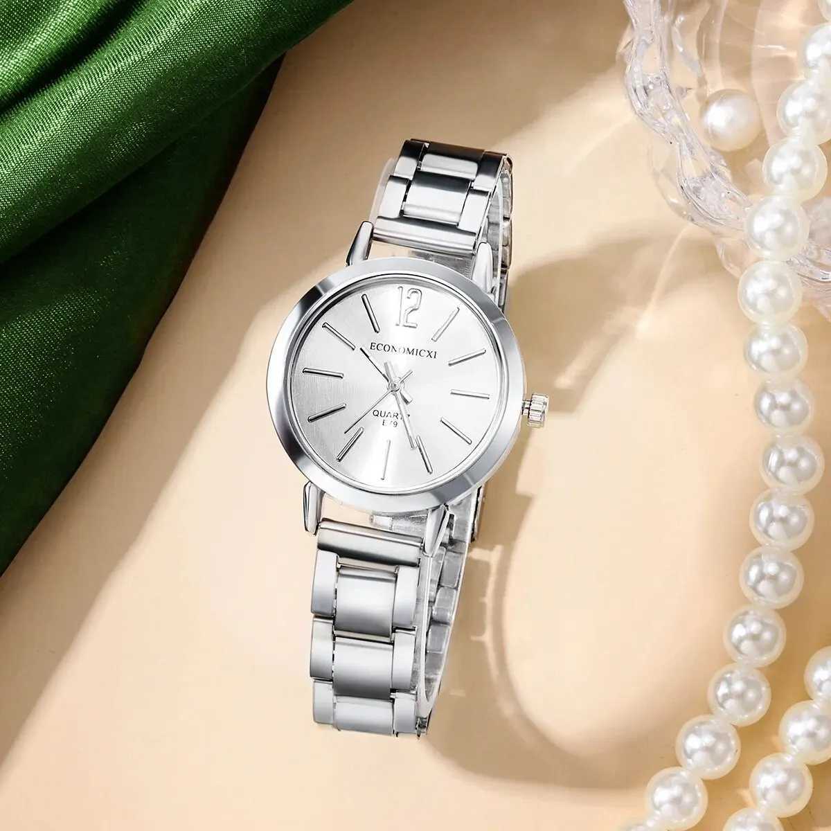 2pcs Set Watch Luxury Women Simple Dial Hollow Strap Fashion Gold Bracelet Quartz Wristwatch Student Ladies Watches Reloj MujerX240920