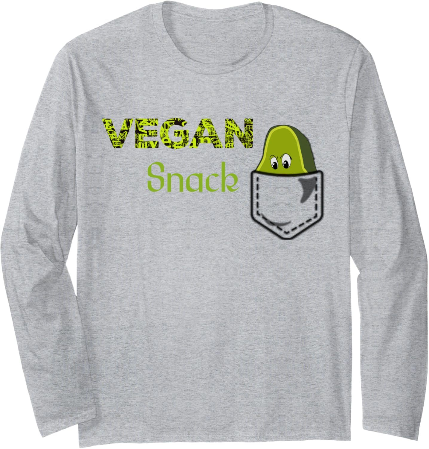 Long Sleeve Shirts for Men sweatshirt Cartoon Vegan Snack Avocado Fruit Healthy Food Pocke Long Sleeve Tee Streetwear Casual tops clothes