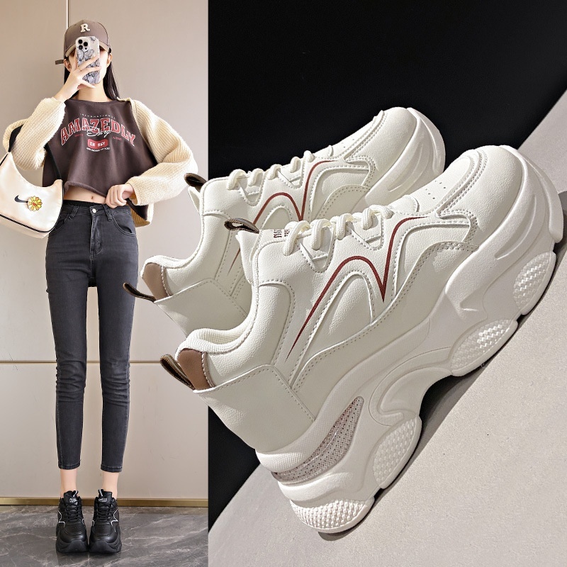 Dad Female 2023 Autumn/Winter New Ins Trendy Thick Bottom Casual Sports Women's Shoes
