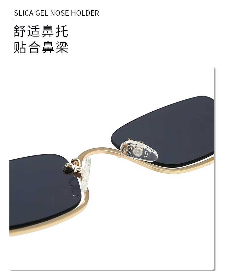 Fashion Small Square Womens Sunglasses Luxury Brand Metal Half Frame Sunglasses Woman Trend 2024 Vintage Black Pink ShadesX240920