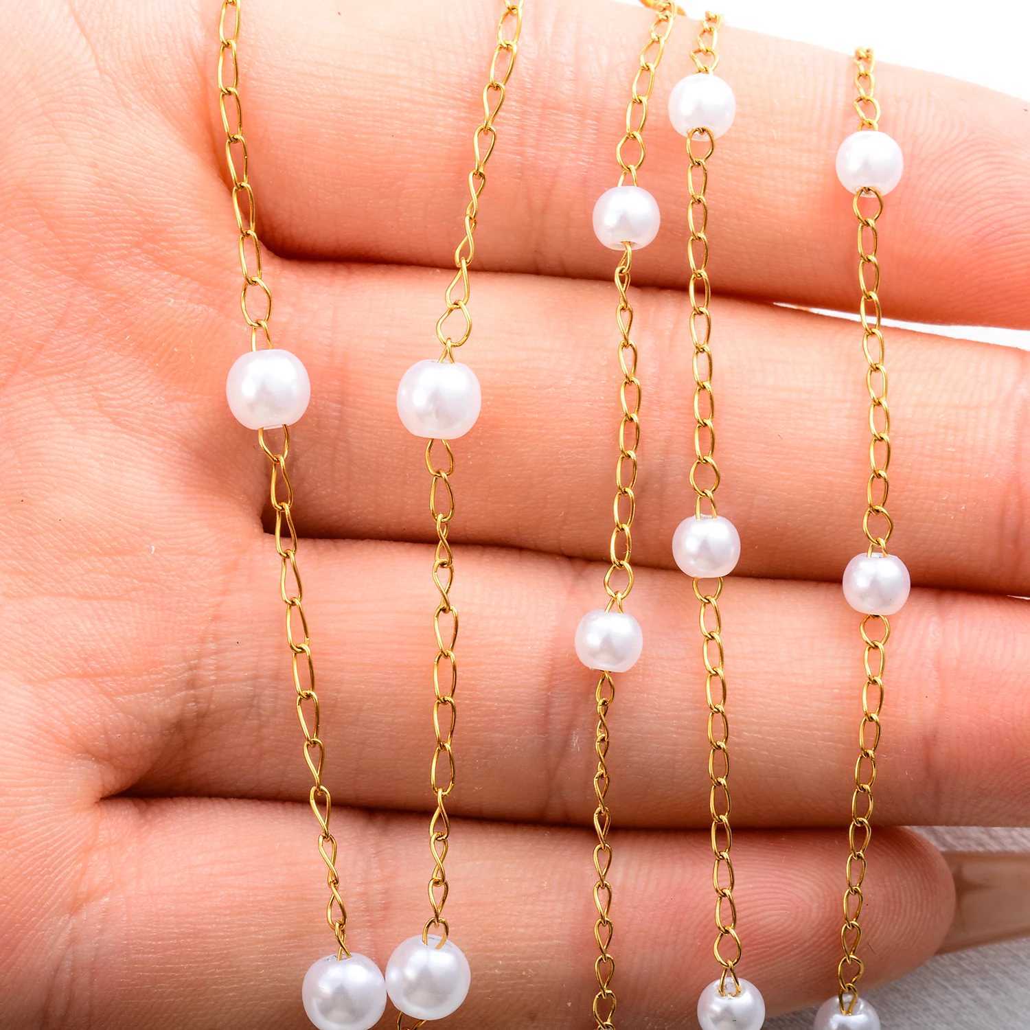 Gold Color Plated Stainless Steel Simple Pearl Choker Necklace Handmade Bead Chain Necklace Waterproof For Women Fashion JewelryX240919