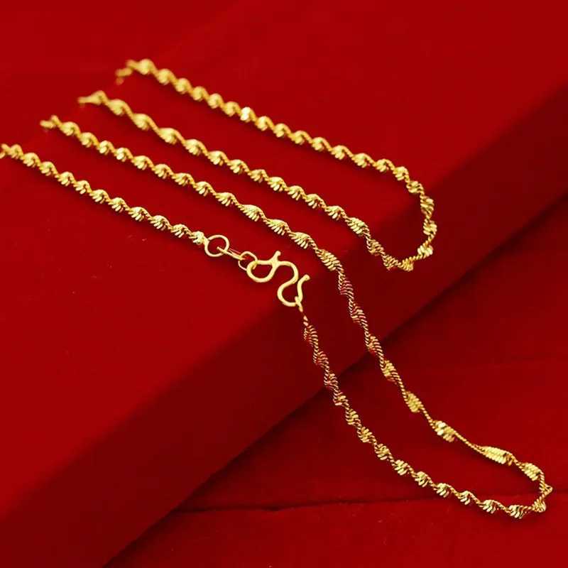 k Yellow Gold Plated Color Necklace for Women Water Wave Chain Snake Bone/Box/O Chain 45cm Necklace Pendant Jewelry Not FadeX240919