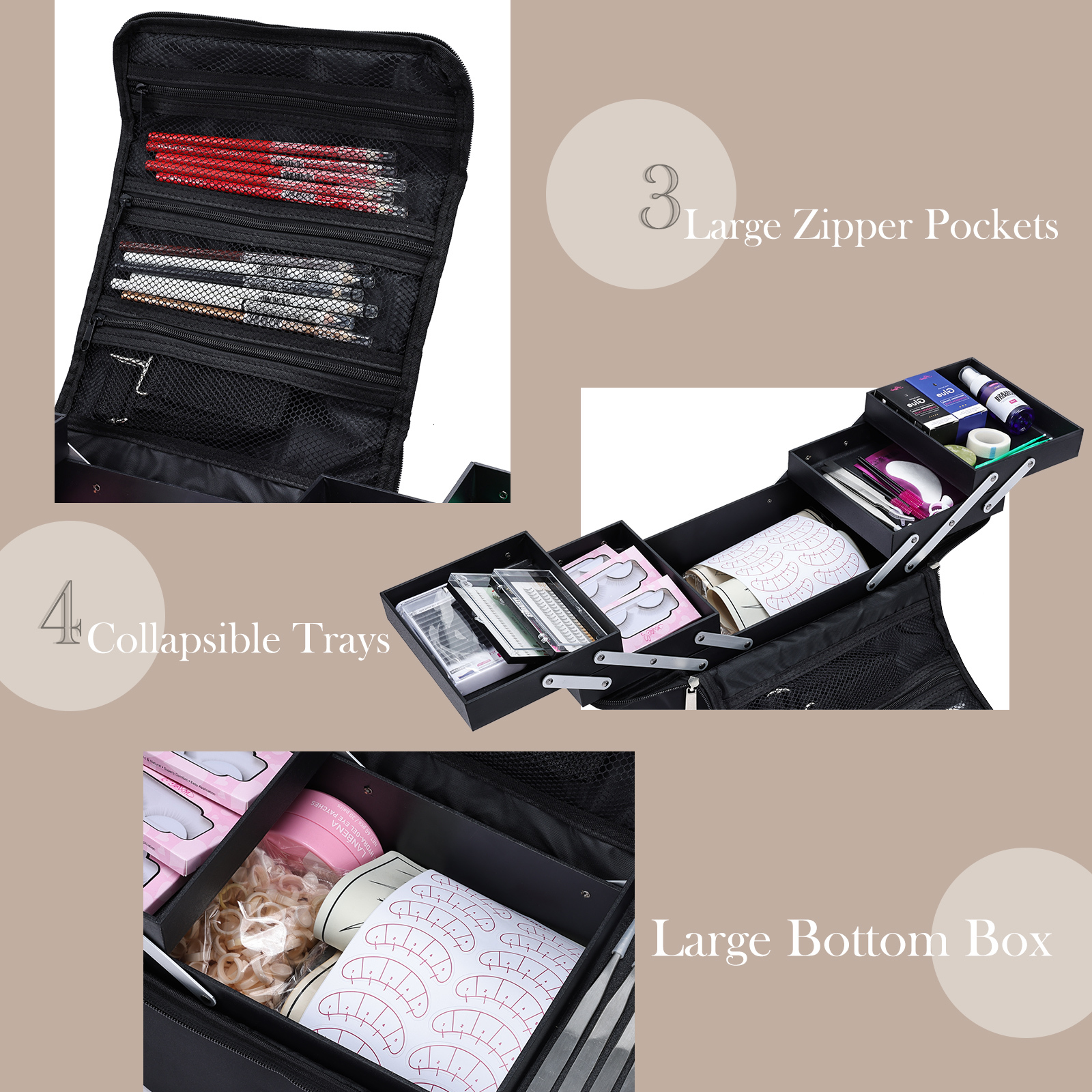 Soft Box, Large Makeup Organizer Case, Professional Nail Train Bag Carrying Case Artist Travel Cosmetic Storage Handbag