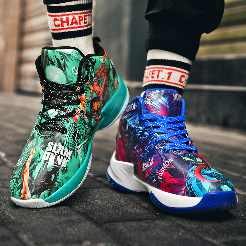 Cartoon platform anti-skid basketball shoes fashion high-top sports shoes men's outdoor training shoes