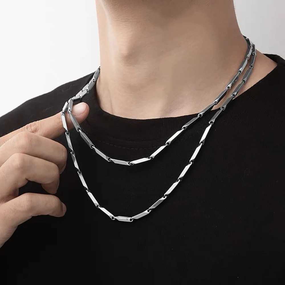 Punk Fashion Chain Necklaces Male 3mm Gold Silver Color Stainless Steel Chain Necklace for Men Women Hip Hop Jewelry GiftX240919