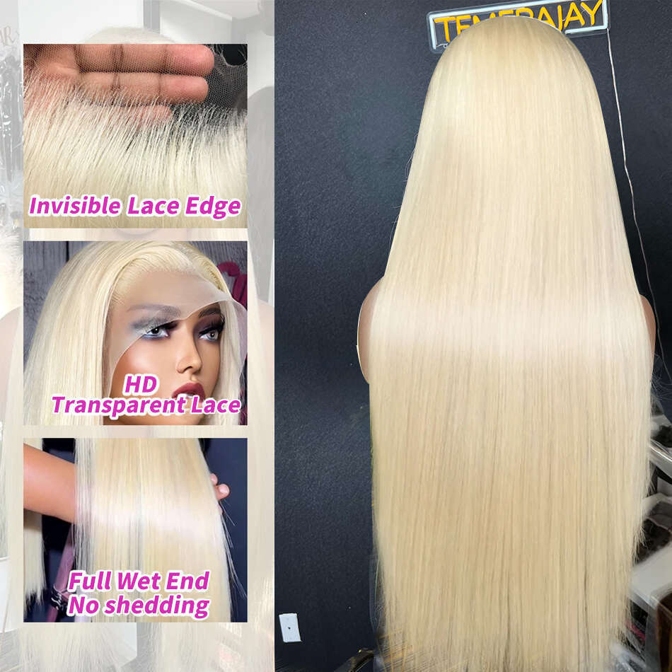 30 36Inch Bone Striaght 613 Blonde Wigs 13x6 Human Hair HD Frontal Brazilian Remy 13x4 Colored Lace Front Wig 250%