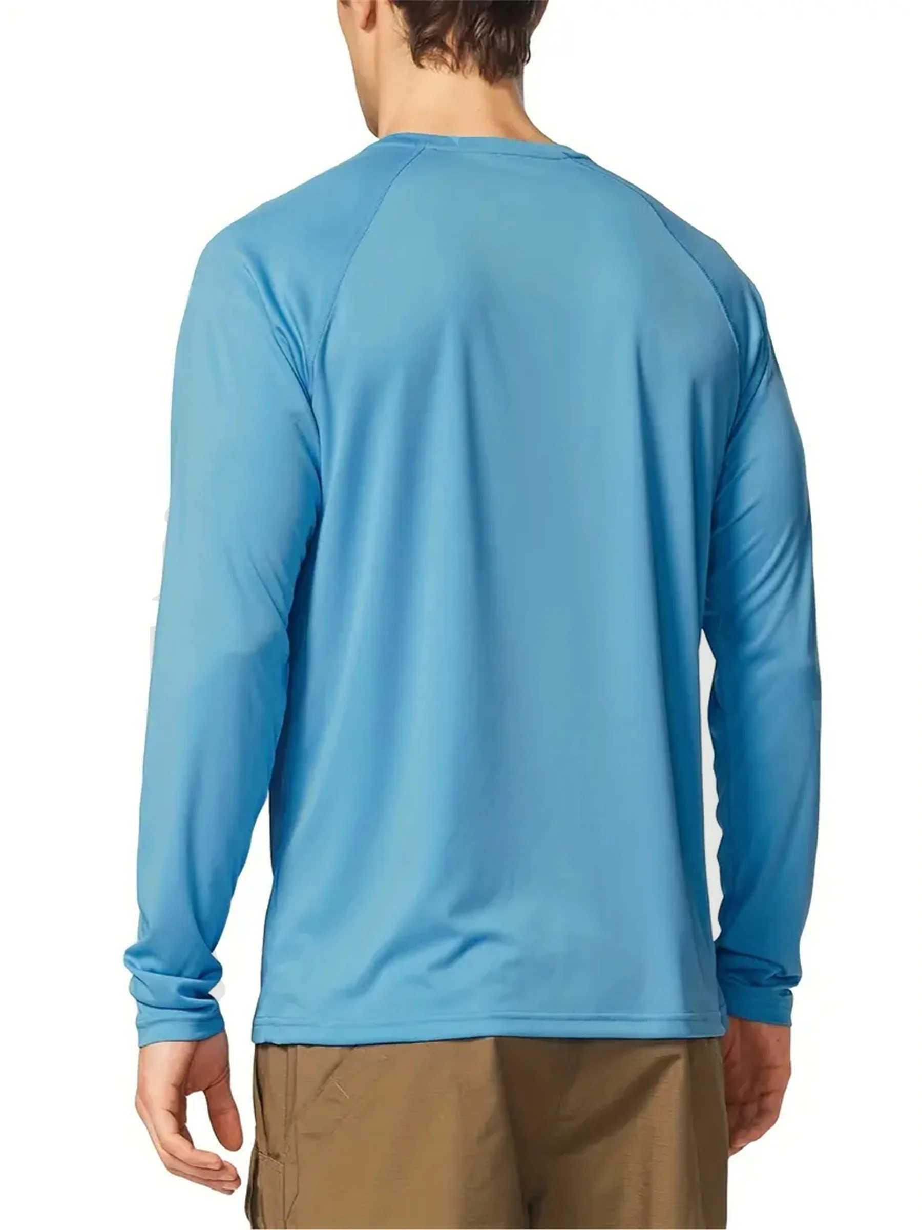 Plus Size Mens Solid T-shirt Fashion Casual Long Sleeve Tees UV Sun Protection Tops For Outdoor/workout Mens ClothingX240919