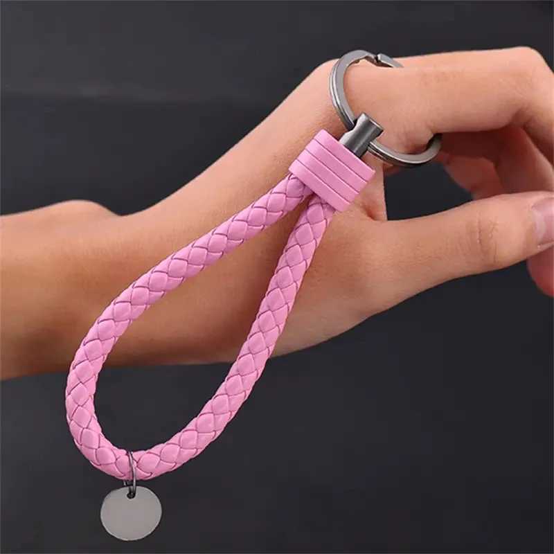 5pc PU Leather Braided Woven Rope Keychain Bag Pendant Key Chain Holder Key Car Trinket Keyring For Men Women GiftX240919