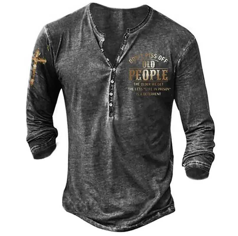Vintage Mens Cotton Cross Pattern 3D Dimensional T Shirt Summer Oversized Top Word Motto Comfortable Long Sleeve T Shirt CasualX240919