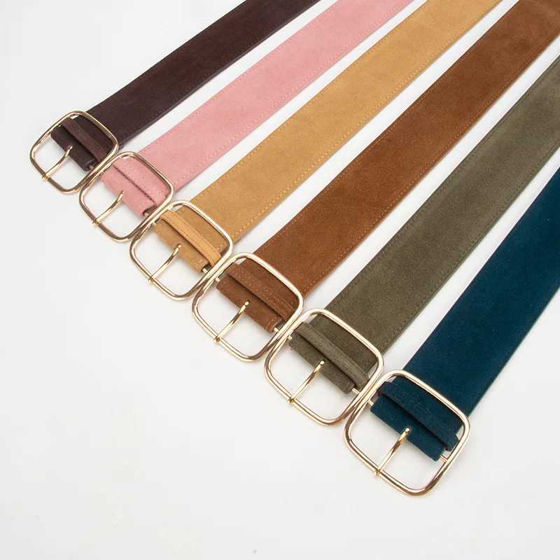 Retro wide waistband for women with simple and versatile buttons paired with jeans tight straps and high-quality pin buckle leather straps W240920