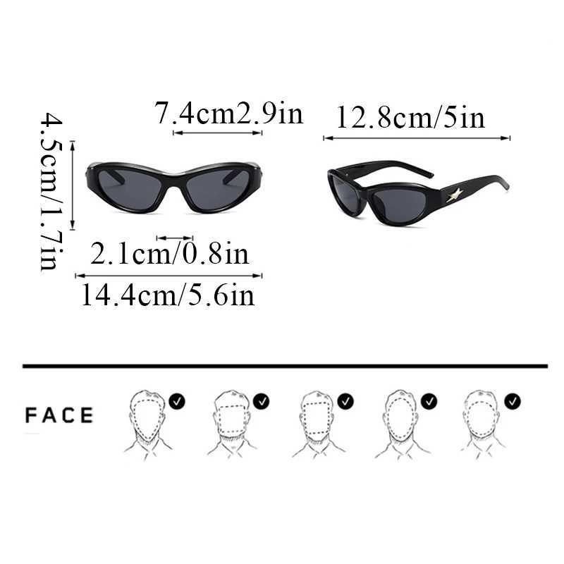 Retro Y2K Style Women Cat Eye Sunglasses Fashion Colorful Mirror Goggles Men Punk Sports Sun Glasses Brand DesignerX240920
