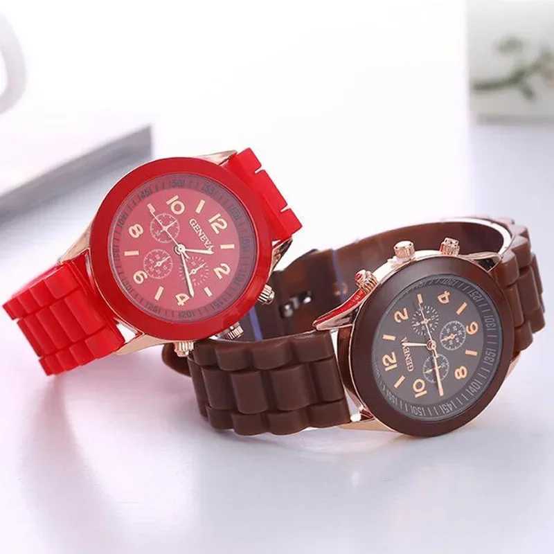 Famous Brand Geneva Ladies Fashion Watch Male and Female Student Silicone Quartz Wristwatch Clock Wholesale Relogio FemininoX240920
