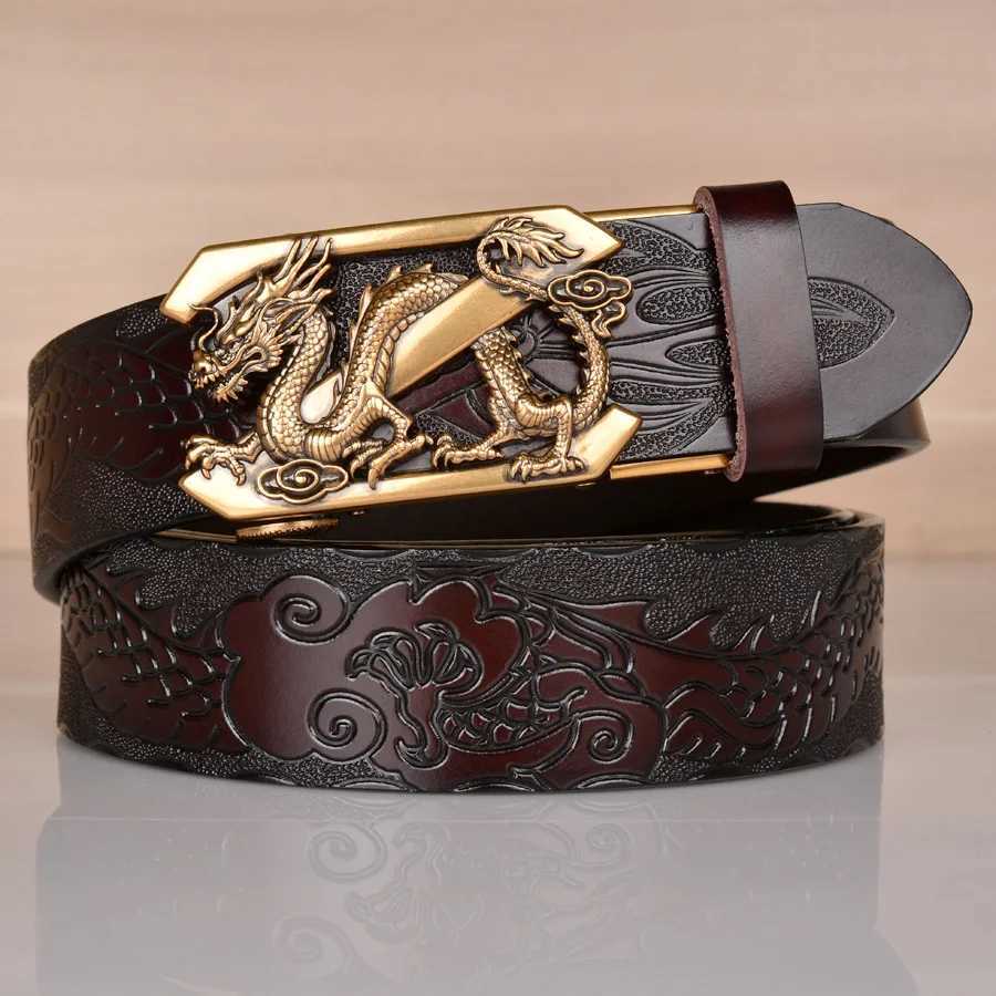 High quality mens dragon design alloy deduction style belt fashionable embossed cow belt jeans and casual pants accessories W240920