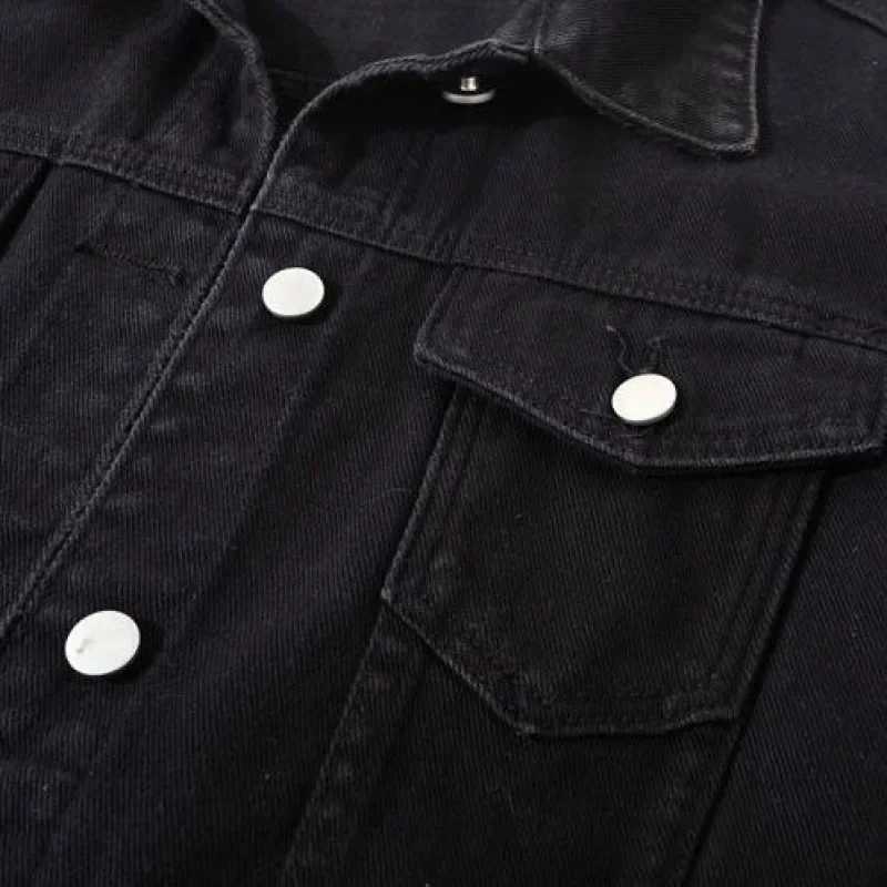 Black Denim Jacket Womens Loose Fit Korean Style 2024 Autumn New Bf Wind Hong Kong Flavor Casual Top JacketX240920