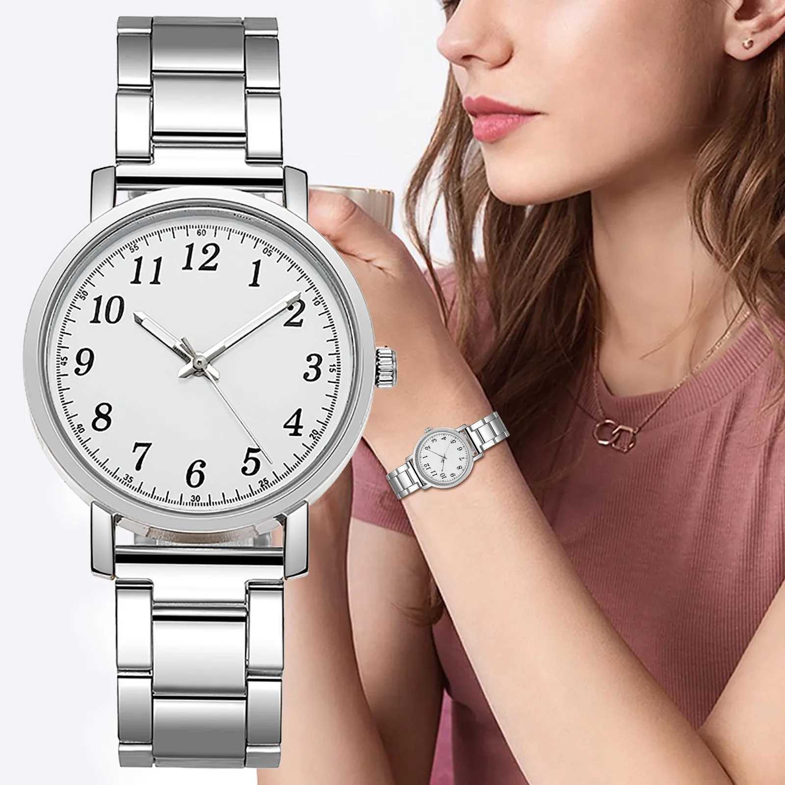 Couple White Dial Quartz Watch Stainless Steel Strap Luxury Chronograph Minimalist Business Watch Women Gift Reloj Para MujerX240920