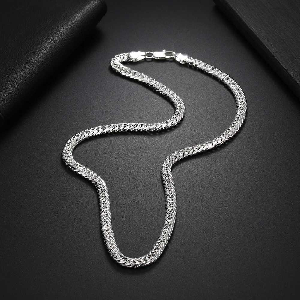 Original korean fashion 925 Sterling Silver 6MM geometry chain Necklace for Mens Woman designer Party Wedding fine Jewelry giftX240919
