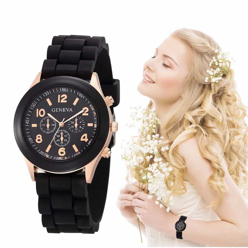 Famous Brand Geneva Ladies Fashion Watch Male and Female Student Silicone Quartz Wristwatch Clock Wholesale Relogio FemininoX240920