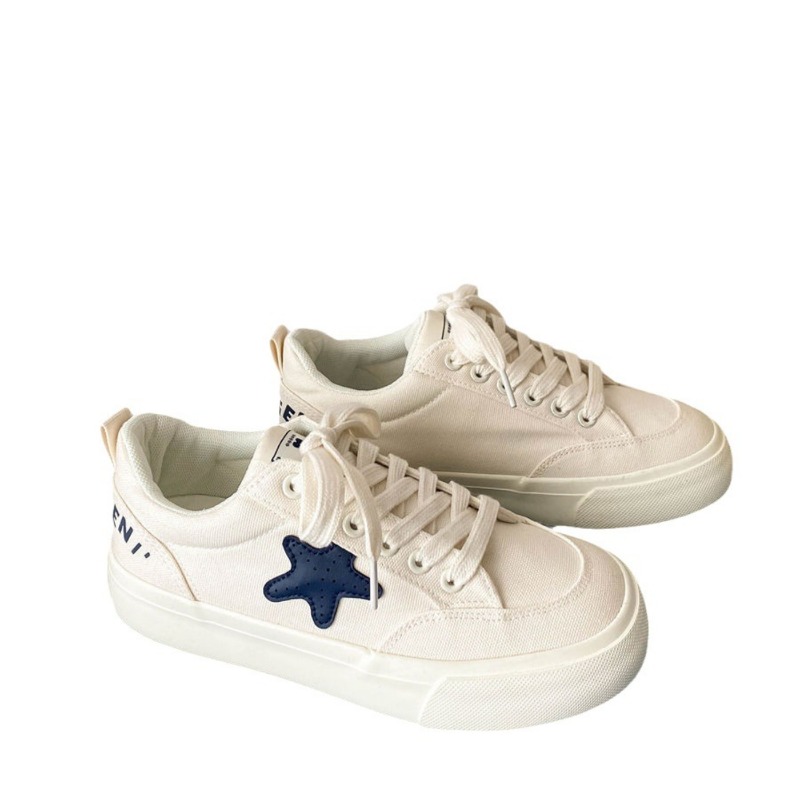 2023 White Canvas Shoes for Women Low-top Simple Designer Platform Korean Fashion Sneakers Student Round Toe Ladies Footwear