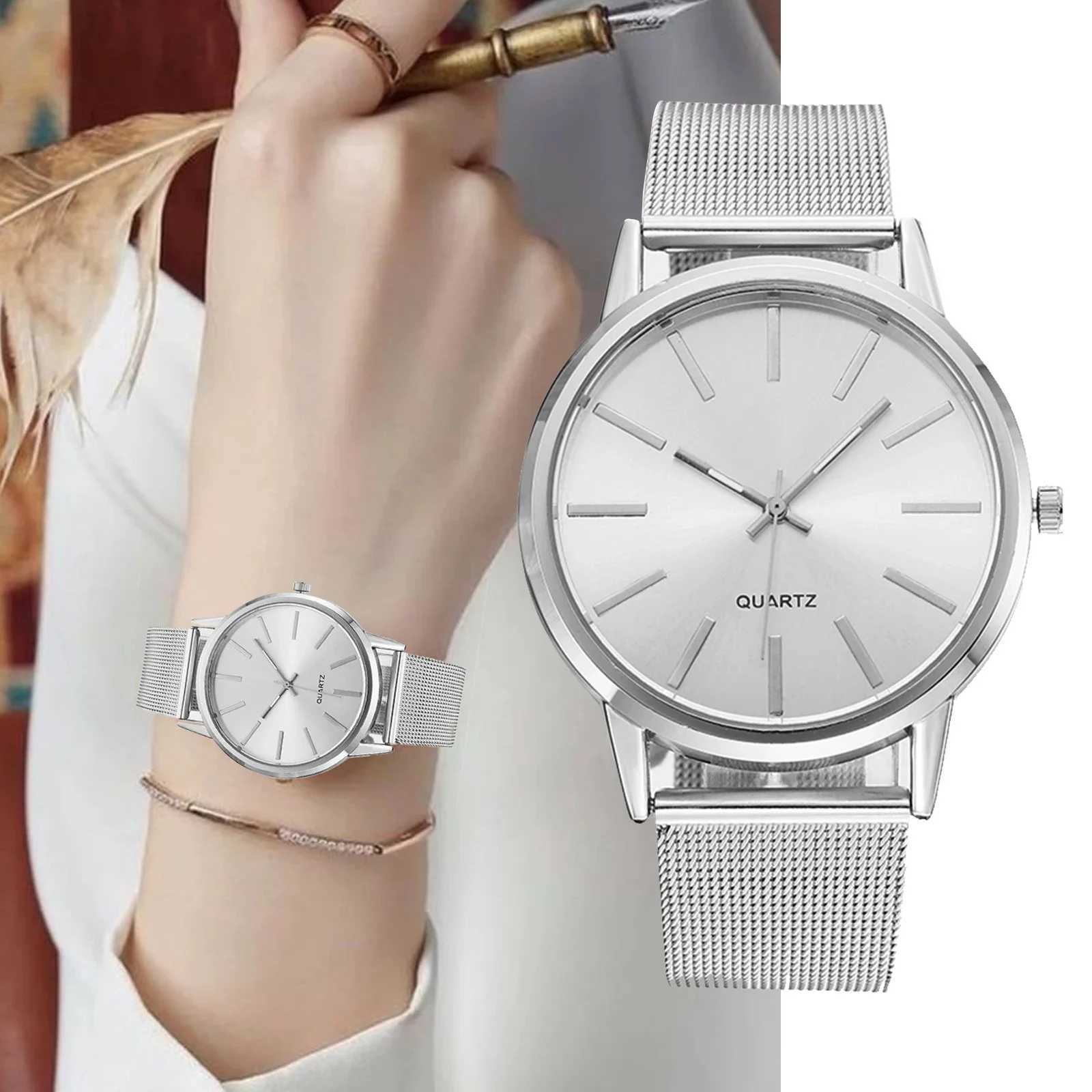 Luxury New High Quality Stainless Steel Mesh Strap Watch Quartz Movement Waterproof Women Man Casual Watches Gifts for WomanX240920