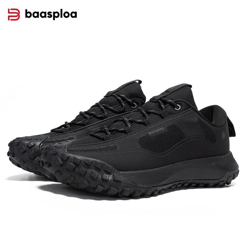 Baasploa Men Hiking Shoes Resistant Non Slip Sneakers Casual Lace-Up Walking Shoes Male Outdoor Waterproof Camping