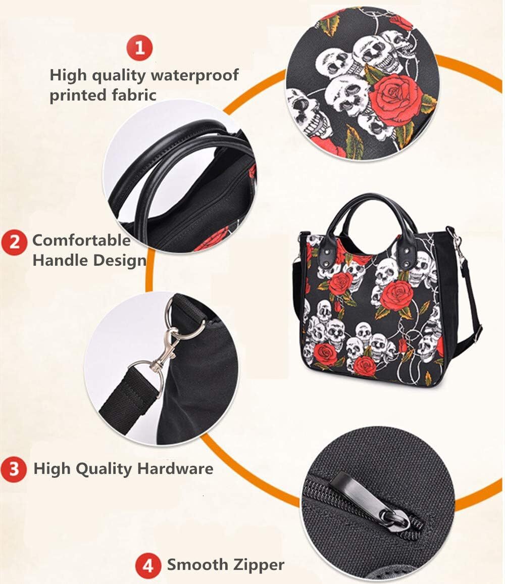 Women Fashion Rivet Handbag Purse Canvas Punk Tote with Shoulder Strap Crossbody Bag Large Capacity