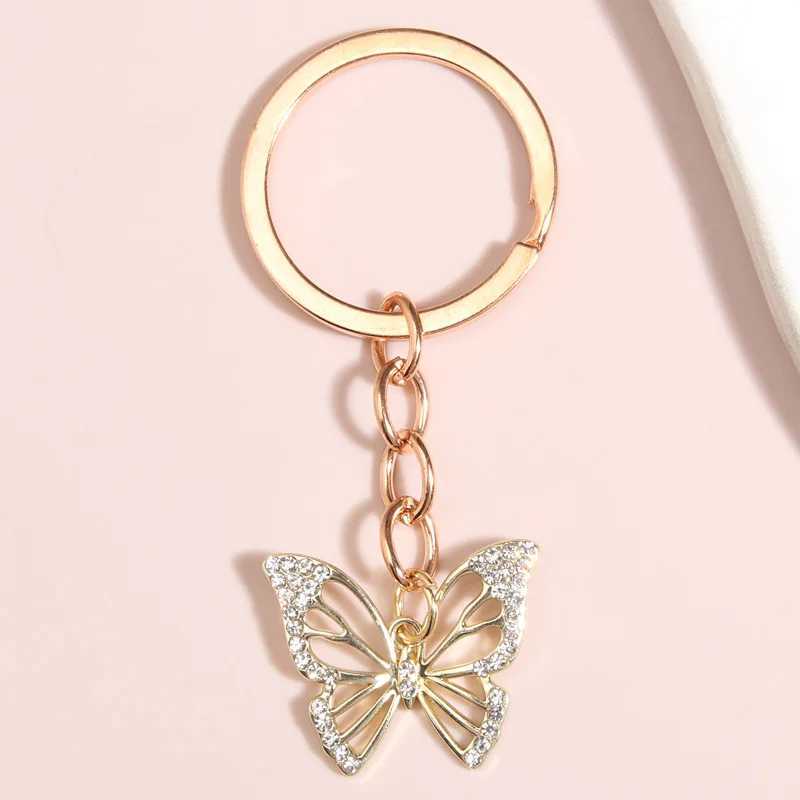 Cute Animal Keychain Hollow Butterfly Crystal Key Ring Enamel Key Chains Souvenir Gifts For Women Men DIY Handmade JewelryX240919