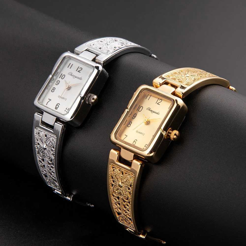 New Top Brand Luxury Silver Gold Watch for Women Thin Metal Bracelet Small Square Dial Dress Lady Quartz Watches Gifts for WomenX240920