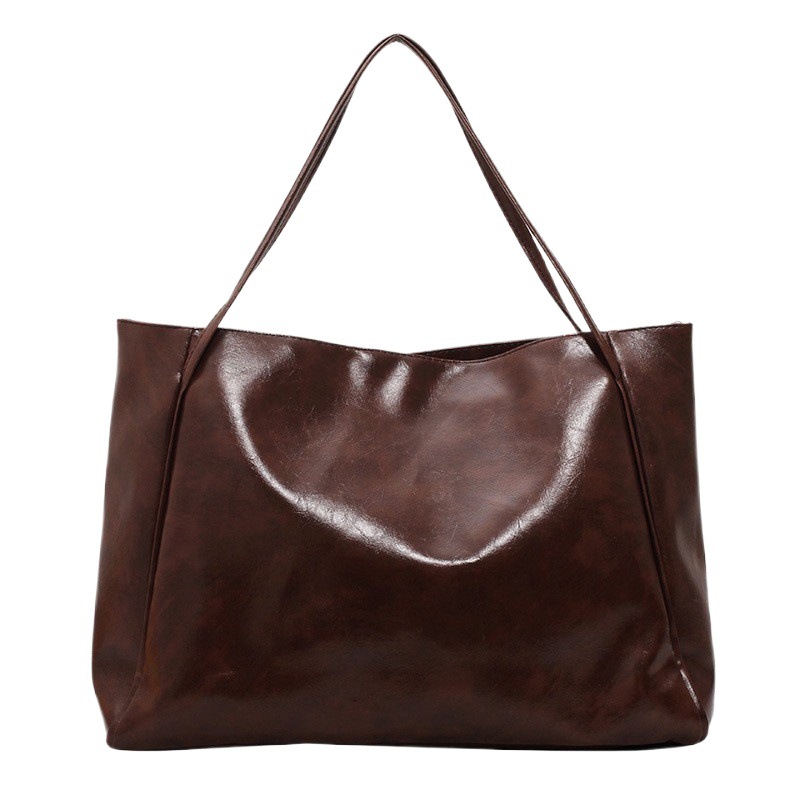 Tote bag women's bag new autumn and winter Japan and South Korea large capacity soft leather shoulder bag retro casual portable bucket bag