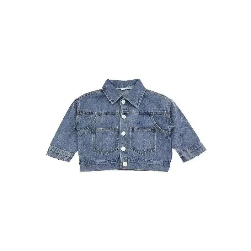Childrens casual jacket boys solid color denim jacket fashionable girls denim jacket baby clothing childrens jacket TZ149 240918