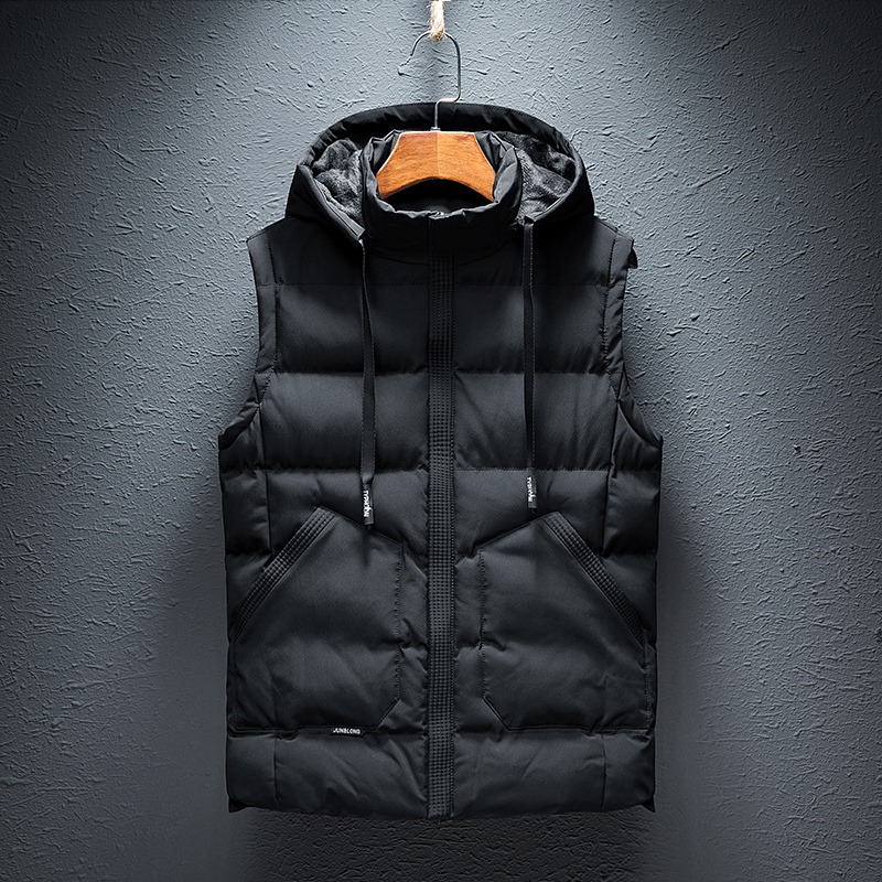 New Hooded Sleeveless Jacket Autumn Men Fashion Casual Coat Winter Windproof Warm Vest Detachable Hat Waistcoat Male