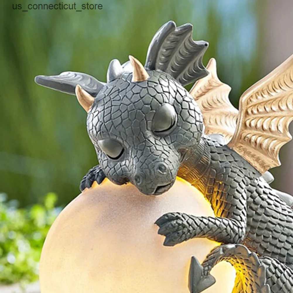 Novelty Lighting 3D Small Dinosaur Shape Sleep Sculpture Resin Table Lamps Decor Night Lights Dragon Model Garden Outdoor Courtyard Decoration L240910