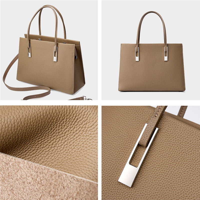 Toptrends Cowhide Genuine Leather Large Tote For Women 2024 Trend Designer Commuter Shoulder Bags Work Ladies Handbags