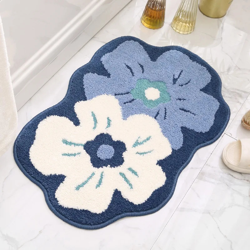 Plush Floral Bath Mat Soft Absorbent Anti-Slip Rug for Bathroom Bedroom R814 H260226