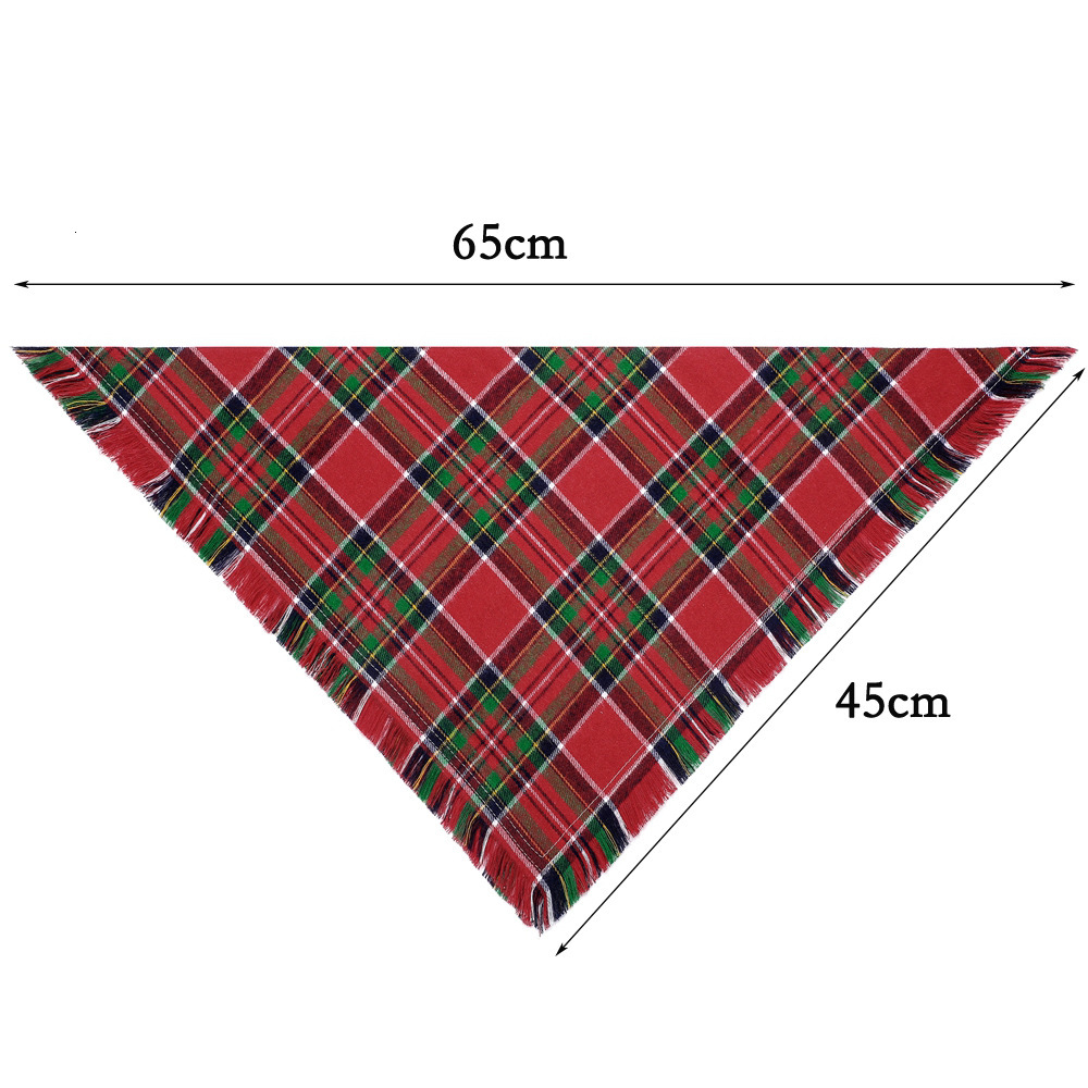 Dog Bandanas with Tassels Edges Stylish Plaid Dog Halloween Thanksgiving Scarf Bib Orange Plaid Fall Bandanas for Medium Large Dogs Pets