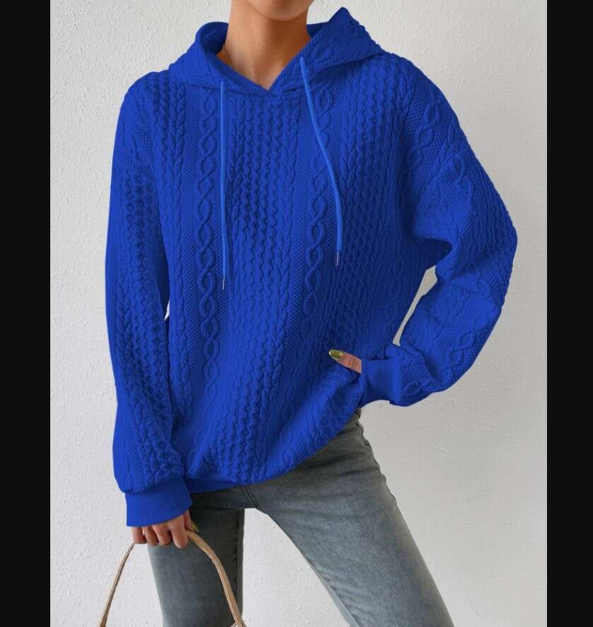 Hallowmas 2024 New Autumn Oversized Womens Jacquard Hooded Tie Up Long Sleeved Hoodie Knitted Women Jacket Coats Womens Jacket Designer Coat Autumn Dr