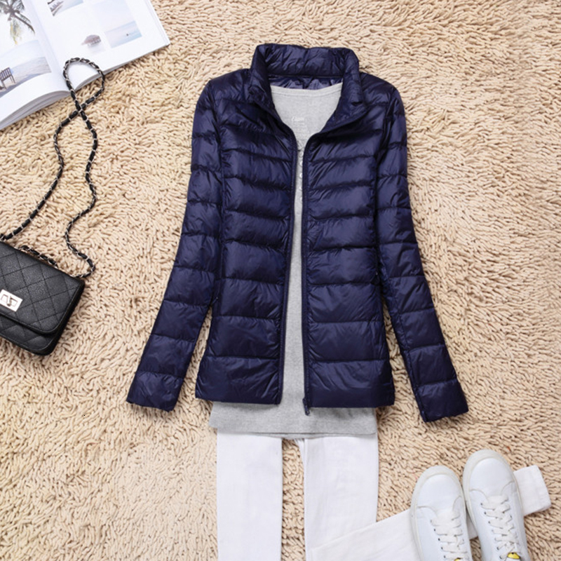 Women 90% White Duck Jacket Autumn Female Ultra Light Down Jackets Slim Solid Long Sleeve Hooded Parkas