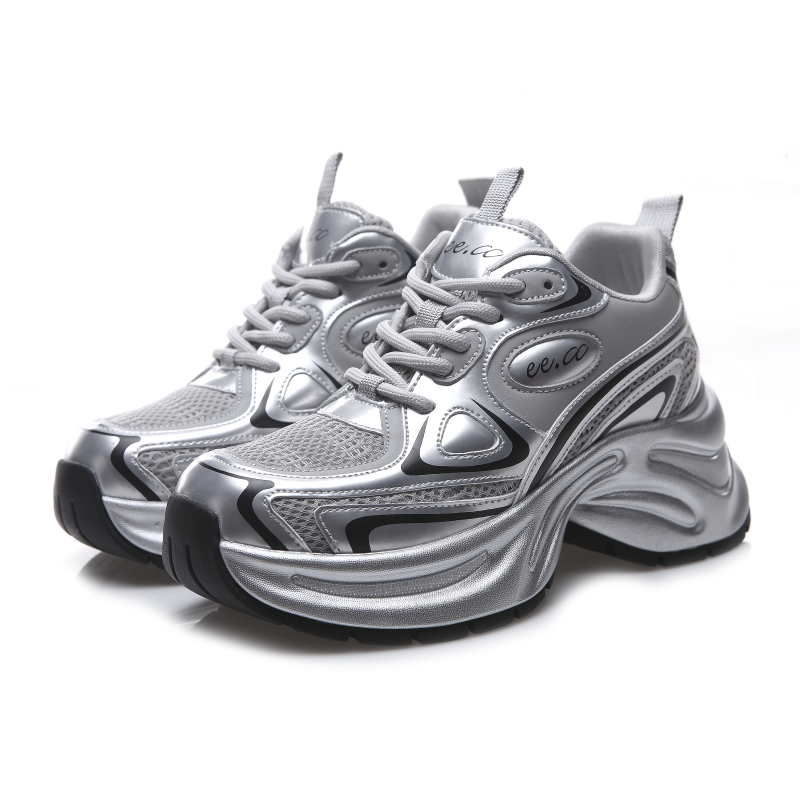 Summer Thick Sole Dad Shoes Women's Tall Solid Color Casual Sports Versatile Little White Shoes