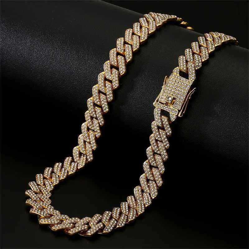 ZAKOL Hip Hop Rock Cuban Chain Necklace For Men Silver Color 2 Rows Rhinestone Paved Miami Clavicle Chain Choker Jewelry GiftsXJ250219